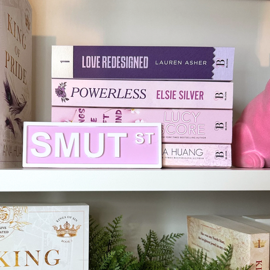 "SMUT ST " Shelf Sign Book Nook Decor Bookish Book Lover