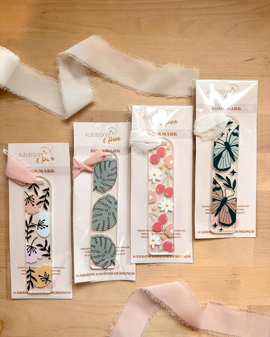 Acrylic Bookmark | Flower Market | Monstera Leaves | Cherries | Butterflies