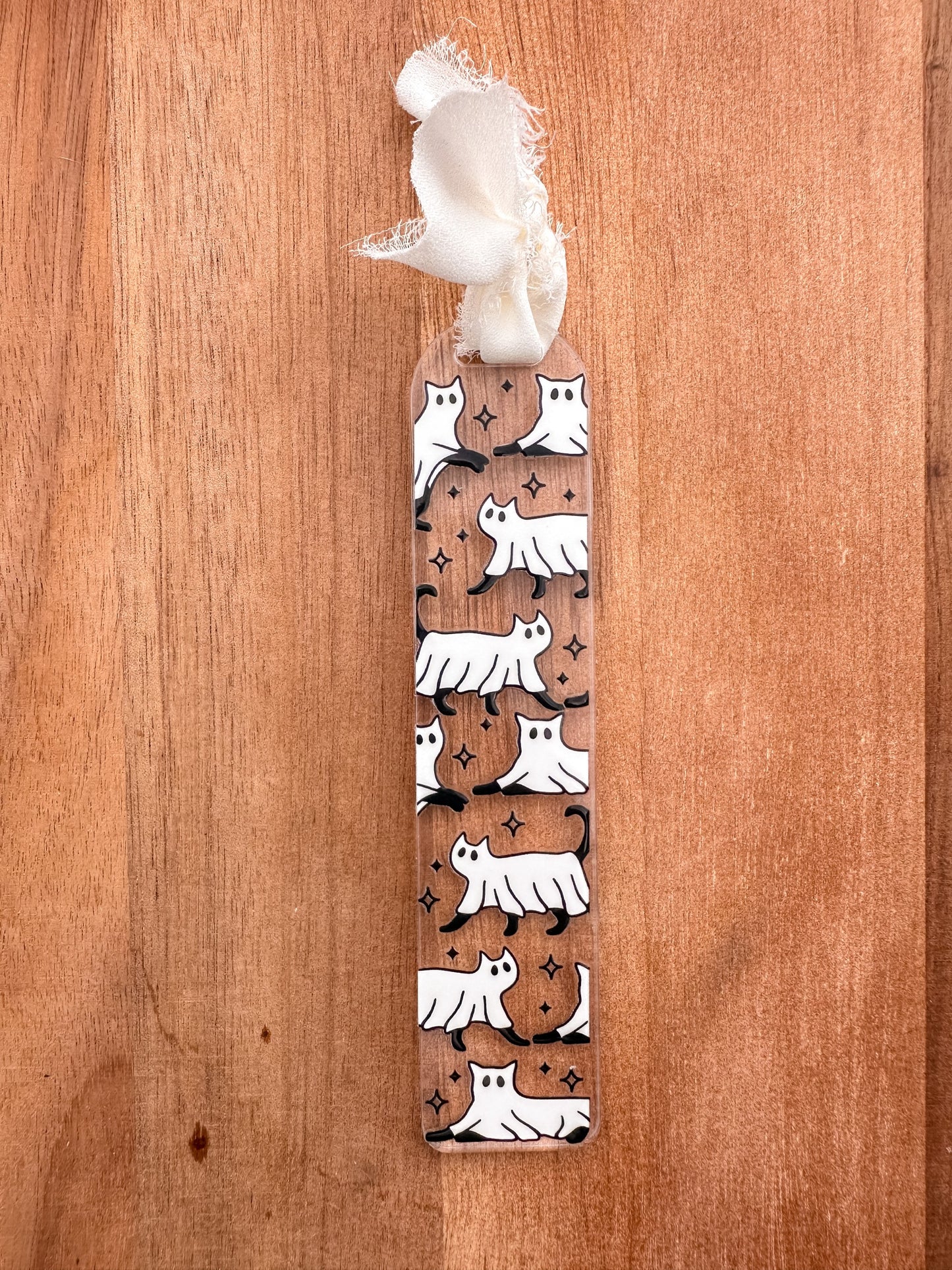 Ghost Cat Acrylic Bookmark | Spooky Cute | Books