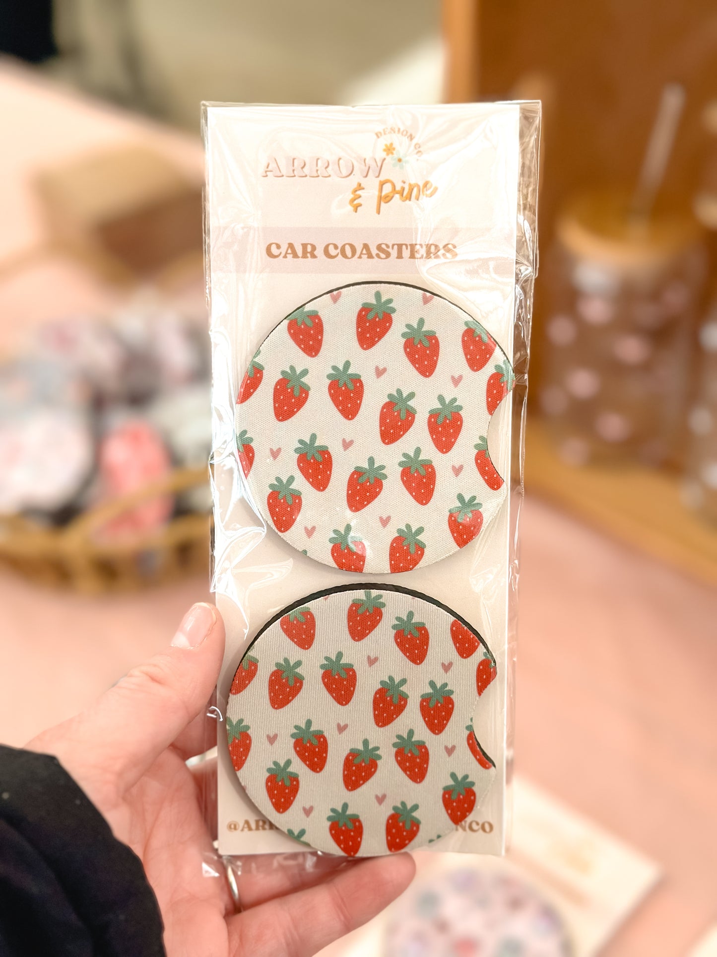 Strawberry Car Coasters