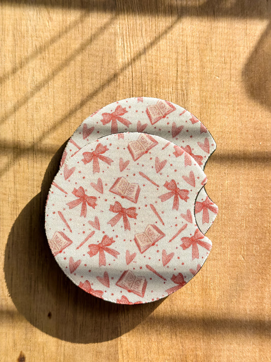 Books & Bows Car Coasters
