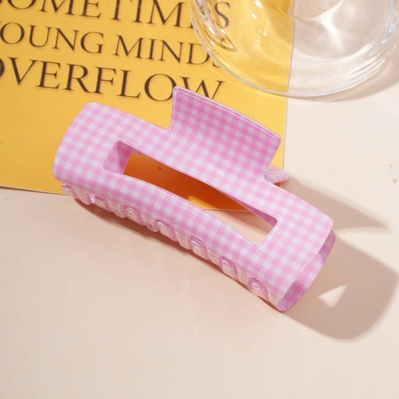 Large Pastel Gingham Hair Claw Clip | 40H1107: Red