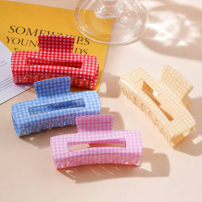 Large Pastel Gingham Hair Claw Clip | 40H1107: BLUE