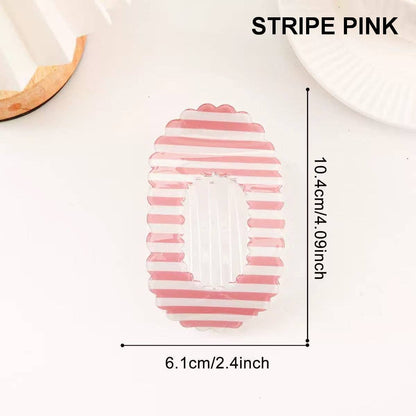 Scalloped Edge Floral and Stripe Flat Hair Claw Clip|40H1201: FLORAL A