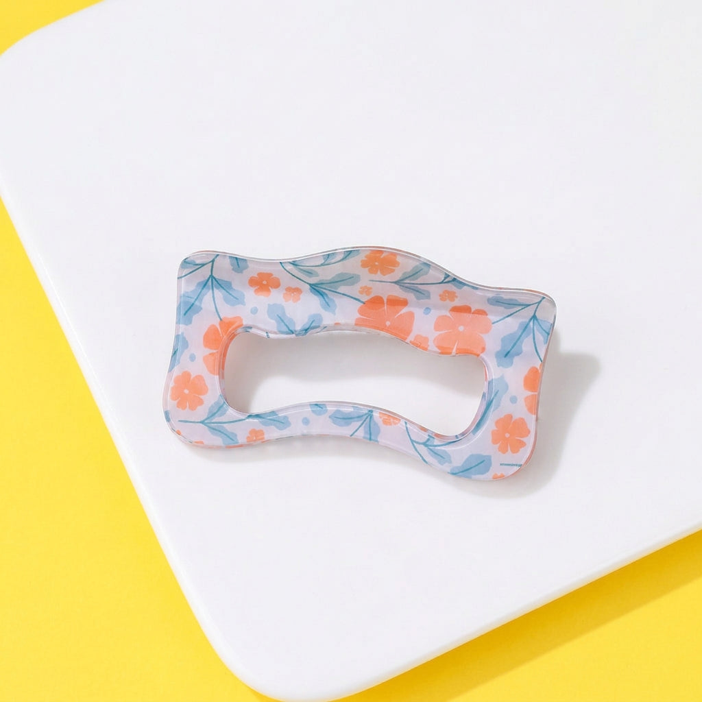 Floral Wavy Silhouette Hair Claw Clip
