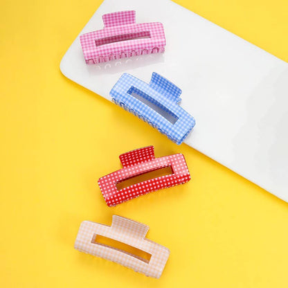 Large Pastel Gingham Hair Claw Clip | 40H1107: BLUE