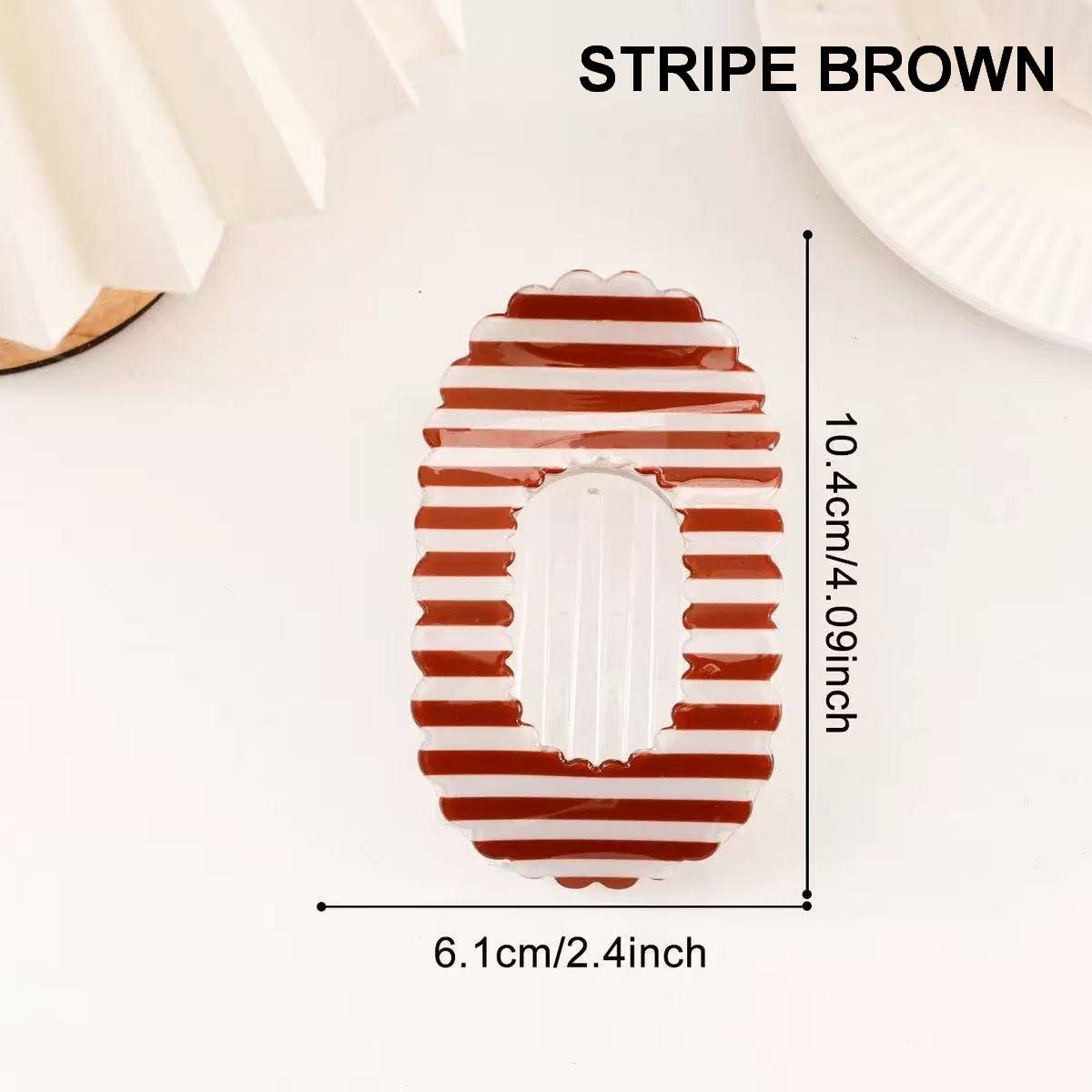 Scalloped Edge Floral and Stripe Flat Hair Claw Clip|40H1201: FLORAL C