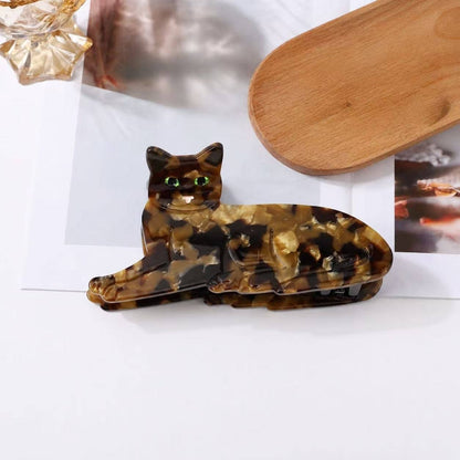 Tortoiseshell Reclining Cat Hair Claw Clip