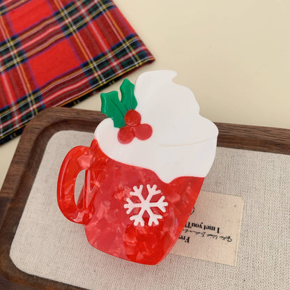 CHRISTMAS TREE SANTA SNOWMAN HAIR CLAW CLIPS | 40H939: CHRISTMAS TREE