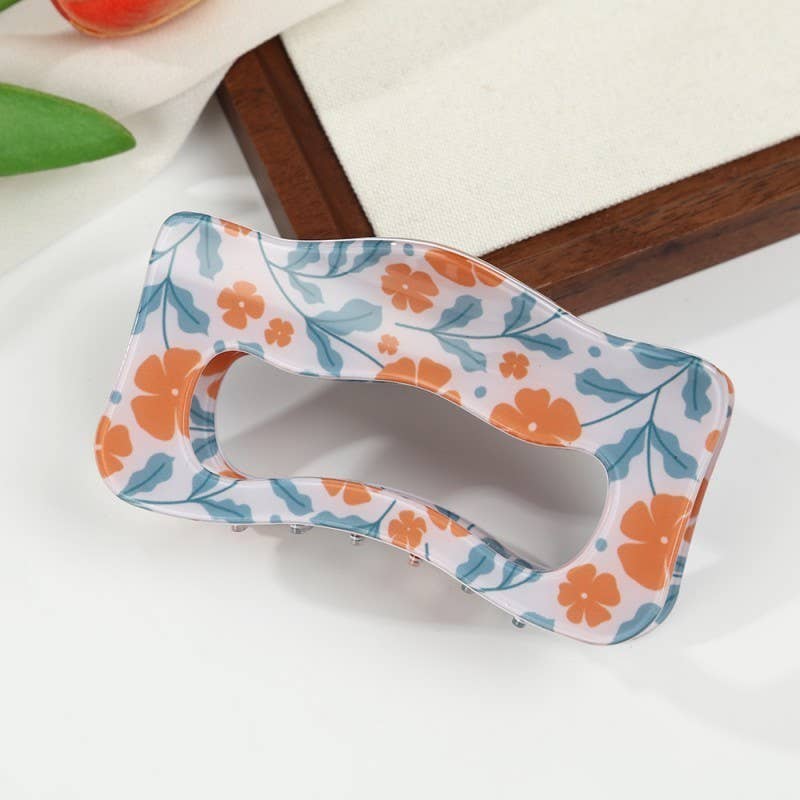 Floral Wavy Silhouette Hair Claw Clip