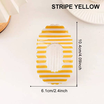 Scalloped Edge Floral and Stripe Flat Hair Claw Clip|40H1201: FLORAL C