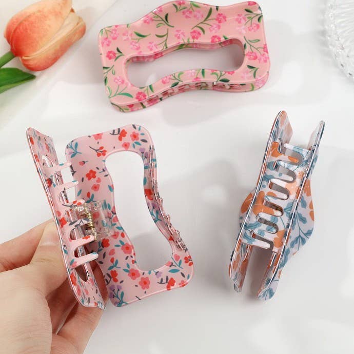 Floral Waivy Silhouette Hair Claw Clip | 40H1109: B