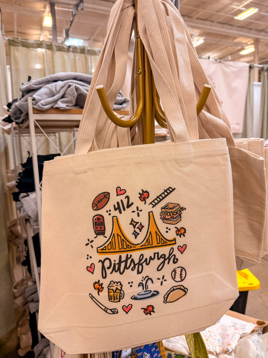 Pittsburgh Icon Canvas Tote Bag