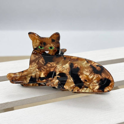 Tortoiseshell Reclining Cat Hair Claw Clip