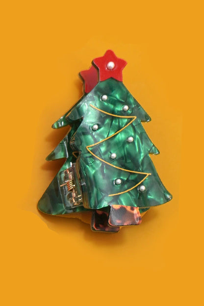 CHRISTMAS TREE SANTA SNOWMAN HAIR CLAW CLIPS | 40H939: CHRISTMAS TREE