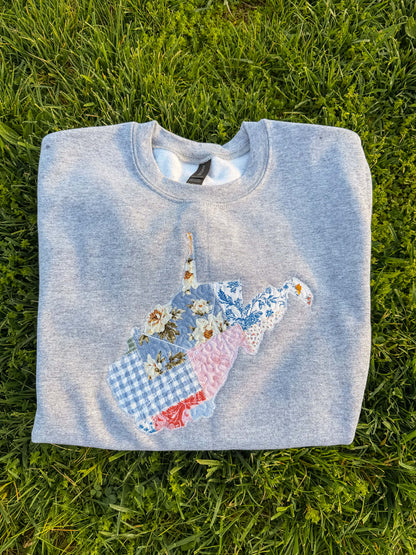 West Virginia Patchwork Crewneck