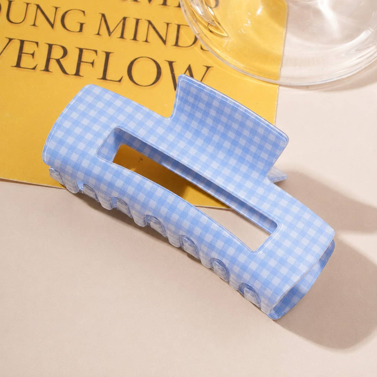 Large Pastel Gingham Hair Claw Clip | 40H1107: Red