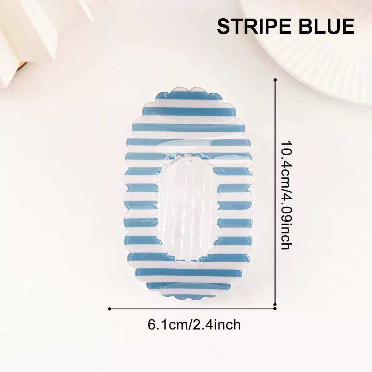 Scalloped Edge Floral and Stripe Flat Hair Claw Clip|40H1201: FLORAL C
