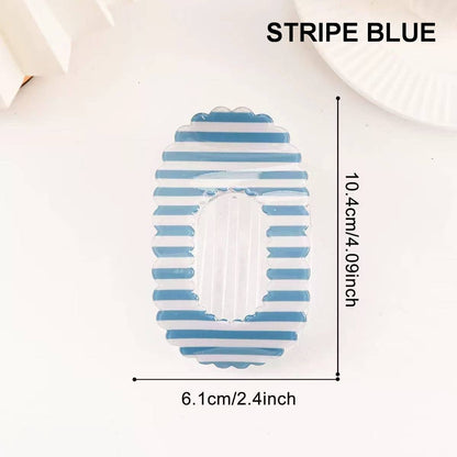 Scalloped Edge Floral and Stripe Flat Hair Claw Clip|40H1201: FLORAL C