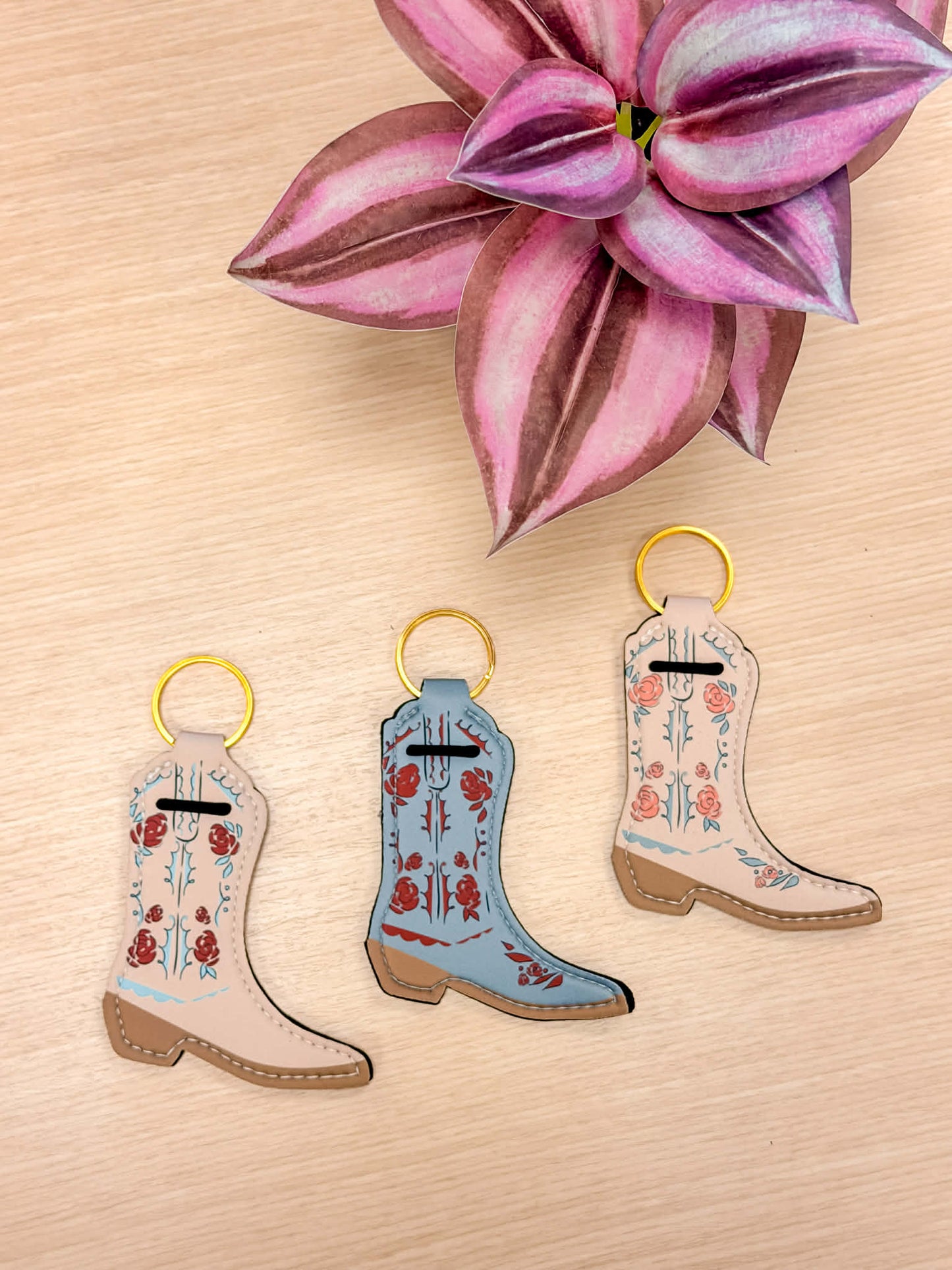 Cowboy Boot Chapstick Holder Keychains