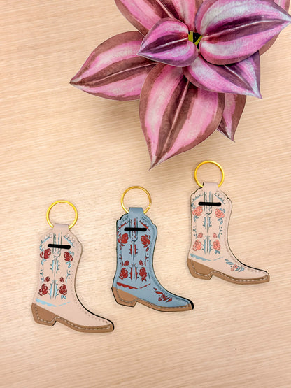 Cowboy Boot Chapstick Holder Keychains