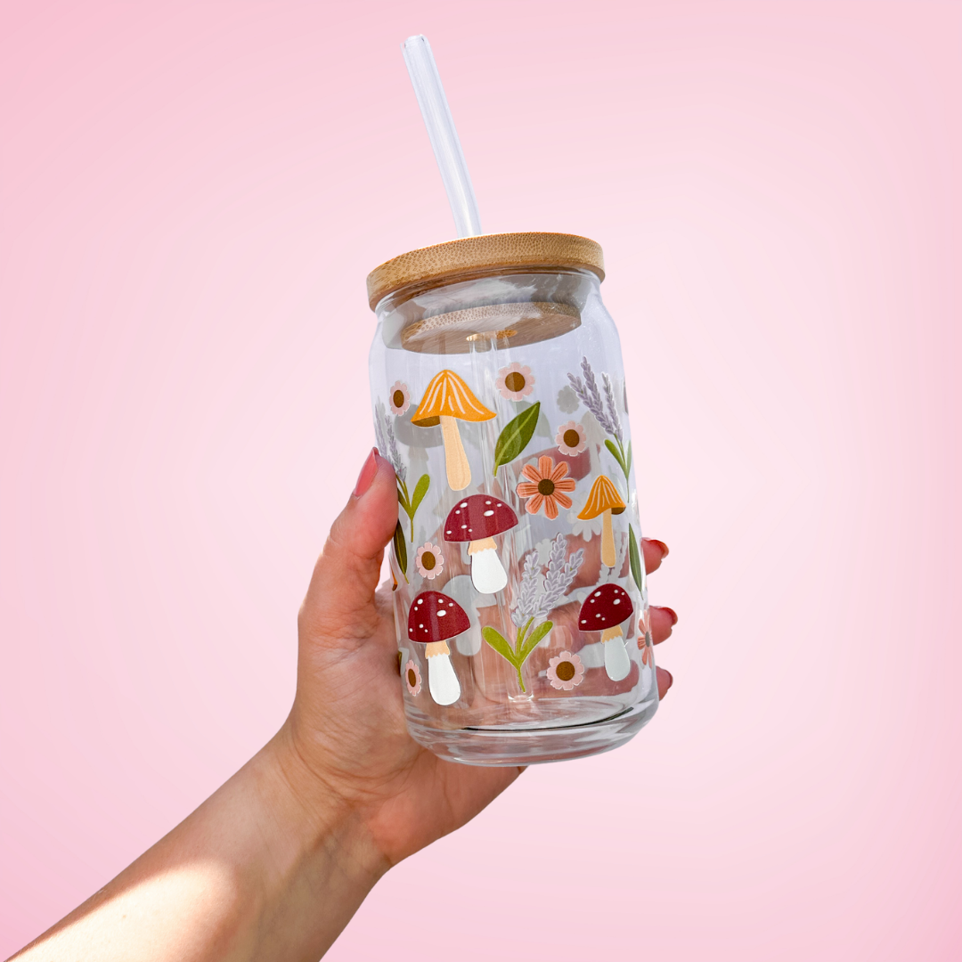 Mushroom Garden | Libbey Glass Beer Can Iced Coffee Glass