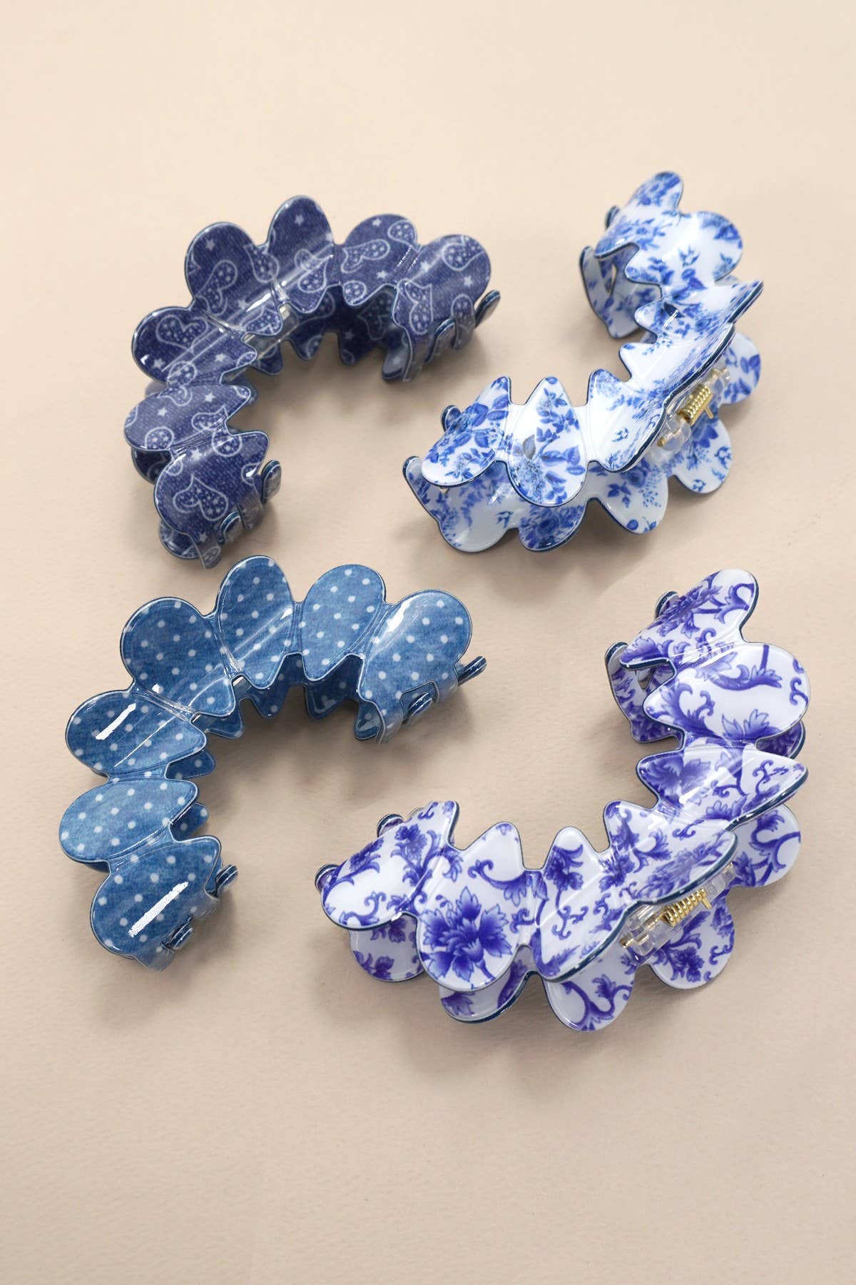 VINTAGE PORCELAIN STYLE HALF MOON HAIR CLAW CLIPS | 40H900: A