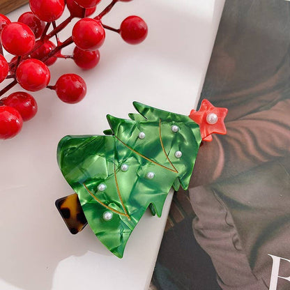 CHRISTMAS TREE SANTA SNOWMAN HAIR CLAW CLIPS | 40H939: CHRISTMAS TREE