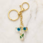 Pressed Flower & Gold Foil Resin Cross Keychains | 40KC201: BLUE