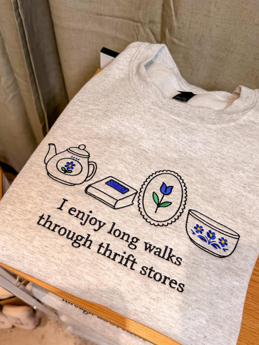 Long Walks Through Thrift Stores Crewneck